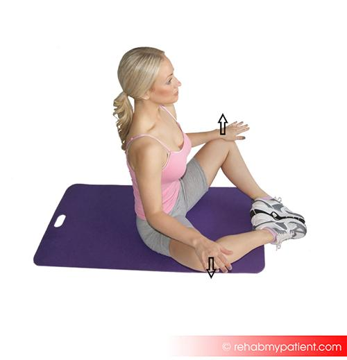 Adductor stretch sitting two legs overpressure