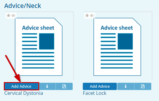 Assign advice sheet to the exercise plan