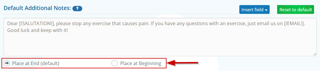 Change position of additional notes