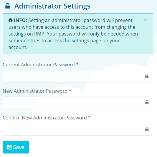 Administrator settings