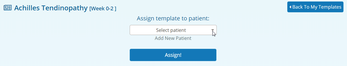 Exercise plan template assign patient