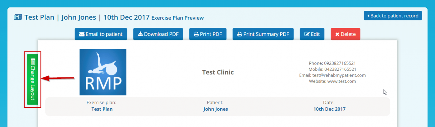 Change layout of the exerise plan