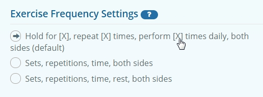 Exercise frequency settings