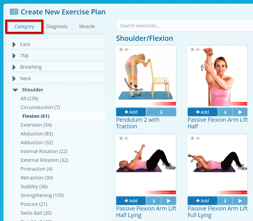 Exercise categories