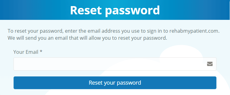 Reset your passsword